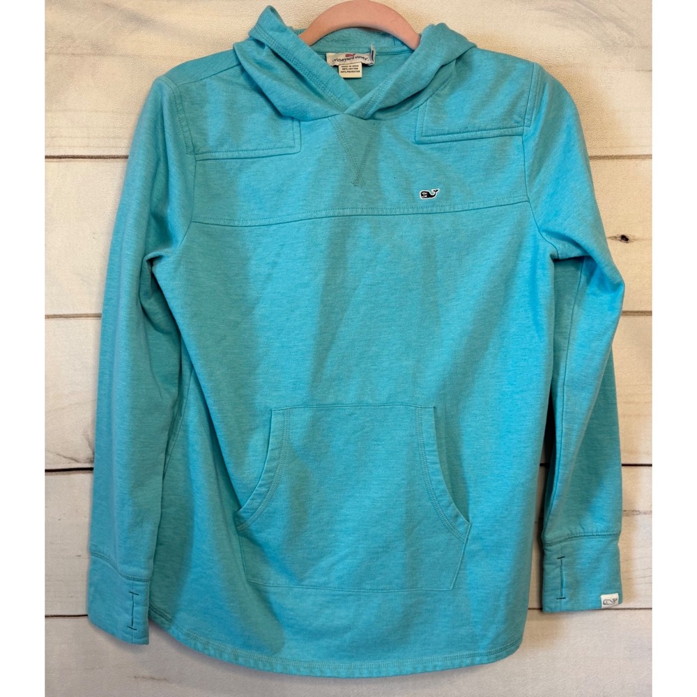 Vineyard Vines Womens Shep Shirt Hoodie Turquoise Blue Whale Logo XS